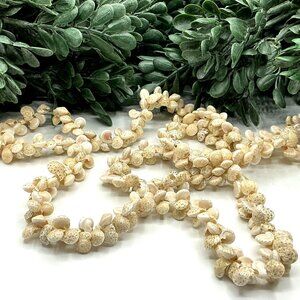 Hawaiian Puka Shell Necklace 34" Natural Beige and White Boho Beach Jewelry